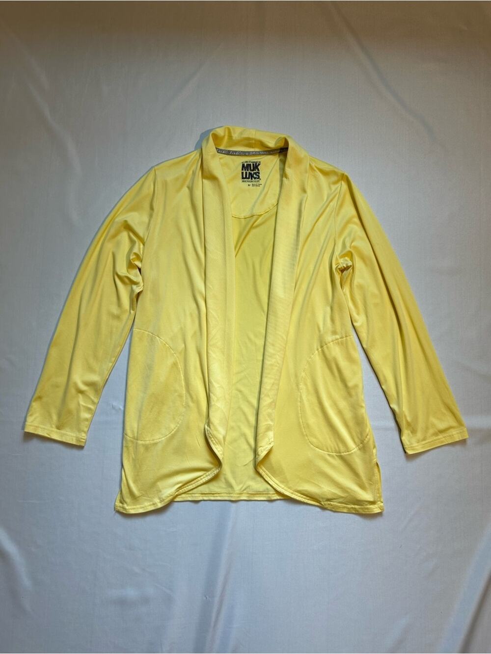 Muk Luks Open Front Cardigan Yellow Medium